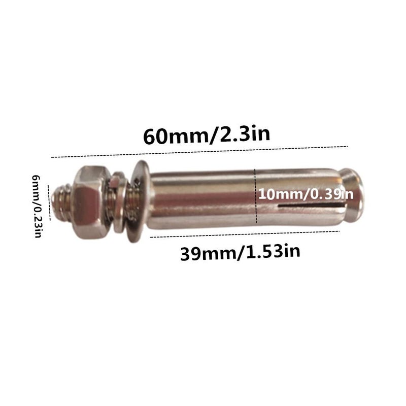 Ebonee Stainless Steel Expansion Bolts M6x60mm External Hex Expansion Bolt (5 Pack) - Image 2